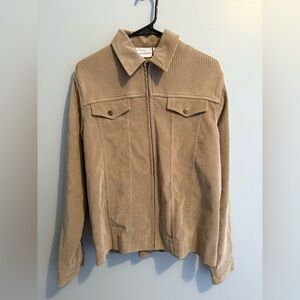 Alfred Dunner Corduroy Zip Front Jacket Tan Size 10 Fall Vintage Western Beige